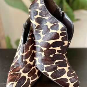 Nine West Leopard Animal Print Ankle Boots Size 10